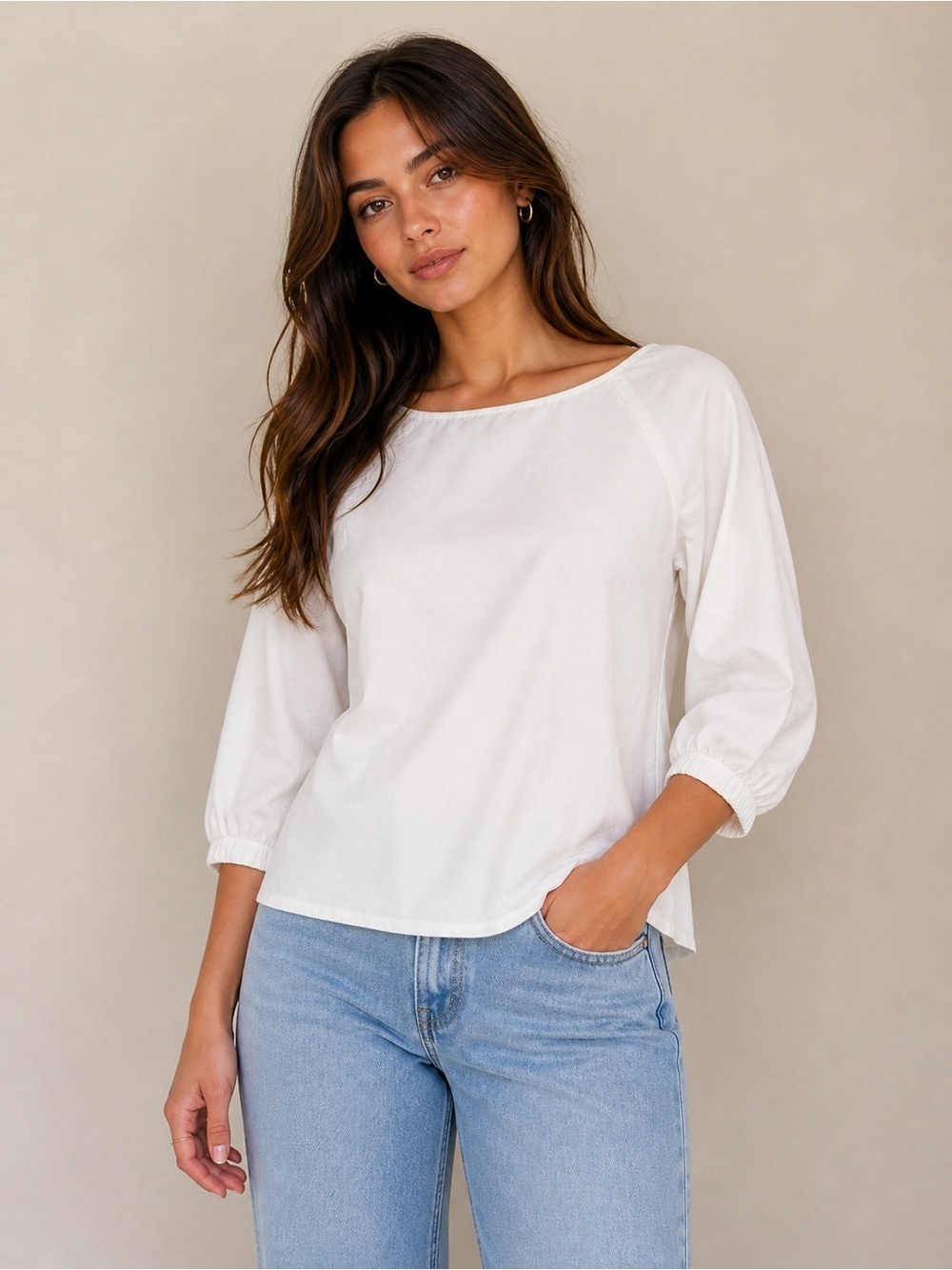 kate spade Cream Boatneck Three-Quarter Sleeve Top